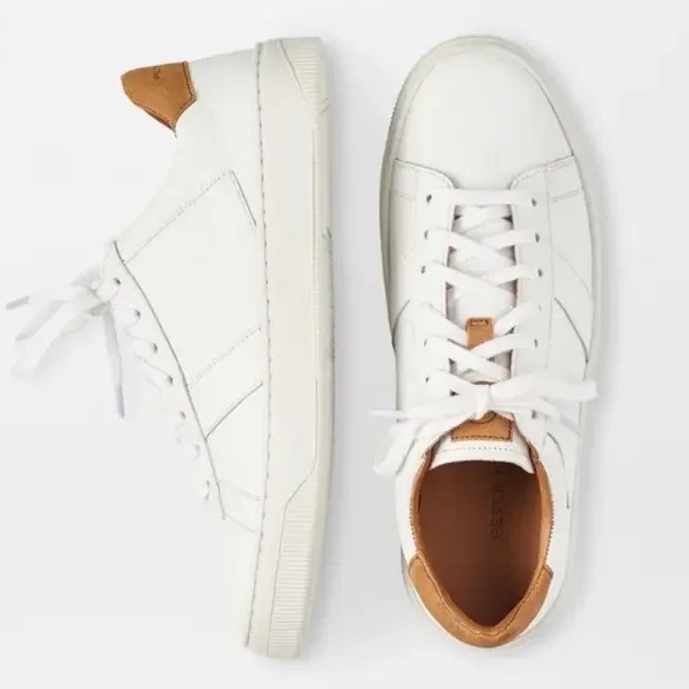 Peter Millar Crown Vantage Pebble Grain Leather Distressed Sneaker Size 8